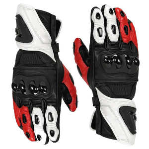 Gants de moto en cuir respirants et ajustables à doigts entiers avec fermeture à cordon pour les motocyclistes unisexes - Product Image 1