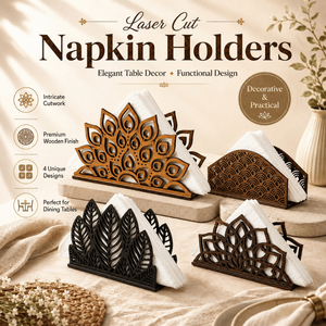 Wooden Napkin Holder Laser Cut Tissue Stand Decorative Tabletop Organizer for Dining <b>Table</b> Kitchen Restaurant and Home Decor - Product Image 4