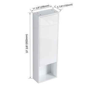 Glossy White 12\" Bathroom <b>Wall</b> Cabinet with Soft Close Doors <b>Float</b> Mounting Design KD Packing Bathroom Furniture - Product Image 2
