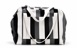 Sac de voyage rayé rose, noir et blanc, grande capacité, sac fourre-tout à fermeture éclair, sac à bandoulière pour la plage - Product Image 2