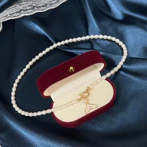 Collar de Perlas de Agua Dulce de 14K de Moda de Lujo para Xiaomi, Cadena de Clavícula con Forma de Arroz Ligero para Mujer - Product Image 1