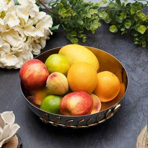 Bol de service en métal au design élégant, forme ronde, bol à fruits pour la décoration de table à la maison et au restaurant, bols de service pour aliments - Product Image 1