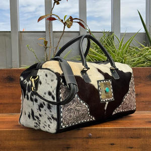 Grand sac polochon en cuir repoussé à la main du fabricant Sacs de voyage en cuir de vache véritable Sacs de nuit de luxe pour le week-end - Product Image 4