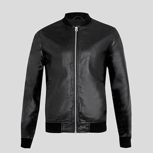 Blouson aviateur en cuir véritable noir pour homme, coupe ajustée, en peau de mouton souple, léger, style décontracté et urbain - Product Image 2