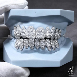 Grillz personnalisés en moissanite, ensemble complet, micro-incrustations, bijoux dentaires hip-hop pour hommes et femmes, pour fêtes et mariages - Product Image 2