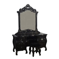 Ensembles de commode rococo de reproduction antique avec miroir et tabouret ensemble de coiffeuse en bois pour meubles de chambre à coucher
