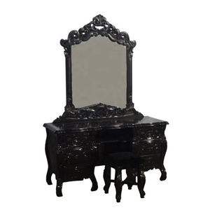Sinh Sản Cổ Rococo tủ quần áo Bộ với gương và phân bàn trang điểm bằng gỗ thiết lập cho phòng ngủ thiết lập đồ nội thất - Product Image 4