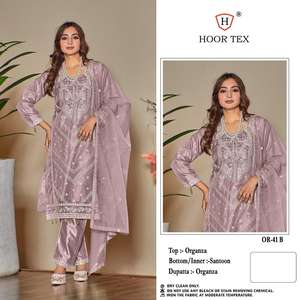 Elegante pakistaní invierno Shalwar Kameez Heavy Organza Top & Dupatta con Santoon Bottom interior elegante Salwar Suit para Regal Look - Product Image 3