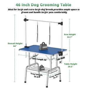 Mesa de aseo para perros plegable de 46 pulgadas con brazo ajustable, superficie antideslizante y bandeja de malla de almacenamiento para uso doméstico - Product Image 3