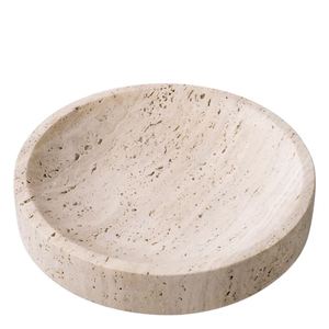 Natural Beige Travertine Marble Jewelry Tray Round <b>Mini</b> Decorative Stone Plate Candle Holder Luxury Cosmetic Display Organizer - Product Image 1