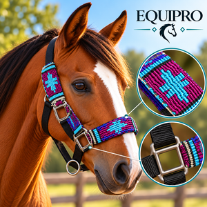 Harnais de cheval en nylon réglable de style western avec nezier perlé et boucles Concho - Product Image 3