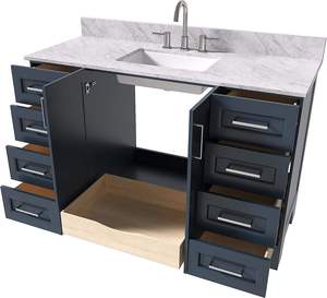 Meuble de rangement autoportant pour salle de bain, armoire pratique avec tiroirs et portes pour cuisine et entrée - Product Image 2