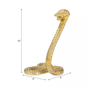 Sculpture de serpent plaquée or, décoration en métal, figurine artistique pour salon, style moderne, décoration de table, 5,75 x 5,5 x 9,75 pouces - Product Image 5