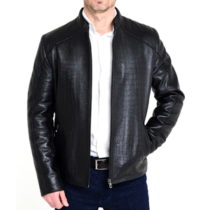 Veste en cuir texturé légère et élégante, sur mesure avec votre propre logo, coupe ajustée, fermeture éclair, idéale pour l'automne et l'hiver - Product Image 1