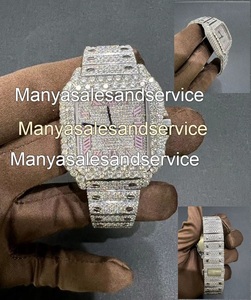 Montre-bracelet automatique de luxe pour homme, cadran carré, en acier inoxydable, sertie de moissanite blanche VVS1 et de diamants, style Hip Hop - Product Image 5