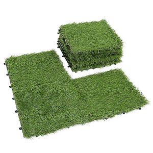 8 pz 12 \ "Lx12 \" W piastrelle quadrate in erba artificiale realistiche ad incastro sintetico di spessore per giardino prato all'aperto - Product Image 1