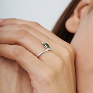 New Classy 925 Sterling <b>Silver</b> Bypass Natural <b>Emerald</b> Gemstone & Diamond <b>Ring</b> Wholesale Fine Handmade Jewelry For Women - Product Image 4