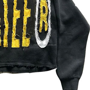 Distressed <b>Men's</b> Hoodie <b>Sweatshirts</b> <b>Black</b> Color Full Sleeve Warm Winter Thermal Fleece Hoodies With Distress Embroidery - Product Image 4