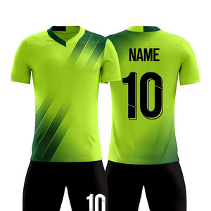 Ensemble de maillots de football unisexe pour adultes, col ras du cou, manches courtes, imprimé par sublimation, dégradé bleu 3D, évacuation de l'humidité, nylon/coton, cordon de serrage - Product Image 4