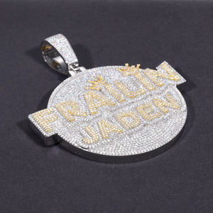 Colgante Hip Hop Frailin Jaden con Incrustaciones de Cristal, Chapado en Plata, Aleación, Amuleto Temático para Hombre, Regalo - Product Image 2