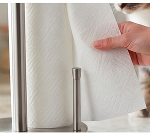 Porte-serviettes en acier inoxydable de haute qualité, finition argentée, avec base ronde, parfait pour une utilisation sur comptoir et dans la salle de bain - Product Image 5