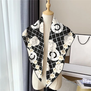 French 90cm Solid Plaid Rose Twill Silk Women Travel Sunscreen Shawl Large Square <b>Scarf</b> Headscarf Luxury Durable Quick Dry Four - Product Image 1