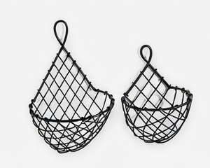 Modern Metal <b>Wire</b> <b>Hanging</b> Storage <b>Baskets</b> Geometric Design Multi-Purpose Neatening Organizers Black Color - Product Image 1