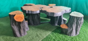Attractive KNT Creations GD21 Low Price Fiberglass Wood <b>Log</b> Table Rustic Design Weather Resistant Garden <b>Decor</b> Indoor Outdoor - Product Image 4
