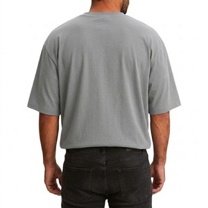 เสื้อยืดโอเวอร์ไซส์สีเทาสำหรับผู้ชาย ตัดเย็บตามสั่ง ผ้าฝ้ายนุ่ม สวมใส่สบาย ทรงหลวม ไหล่ตก สไตล์ลำลองแนวสตรีท เสื้อยืดเปล่าสำหรับใส่ในฤดูร้อน - Product Image 6