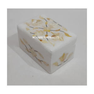 Nuevo y Atractivo Joyero de Mármol Blanco Natural con Incrustaciones de Nácar Azul, Forma Cuadrada, Ideal para Regalos Empresariales - Product Image 2