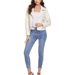 Women's for Genuine Sheep Skin Bomber Jacket Full Sleeve <b>Zipper</b> Closure Stand Collar Short Length Solid Color Breathable - Product Image 3