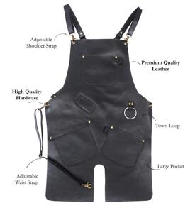Sleek Black Genuine Leather Apron Modern Professional Uniform Smell Proof Heavy Duty Foldable for Upscale Bars Salons - Product Image 5