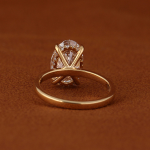 Anillo de Compromiso con Diamante Cultivado en Laboratorio de Corte Ovalado para Mujer, Oro Amarillo de 14K/18K, Halo Oculto, Anillo de Boda Solitario - Product Image 4