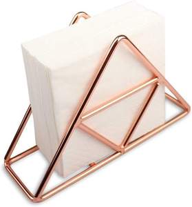 Creative 2 Slot Iron Napkin <b>Holder</b> with Round Base Rose Gold Copper Paper Dispenser Stand for <b>Kitchen</b> Countertop Napkin <b>Holder</b> - Product Image 2