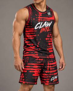 ชุดเสื้อบาสเก็ตบอลชาย Claw Intl สีขาวพิมพ์ลายเปลวไฟสีแดง 25 ลายพิมพ์ซิลค์สกรีน ผ้าฝ้ายระบายอากาศได้ดี ไร้รอยต่อ - Product Image 5