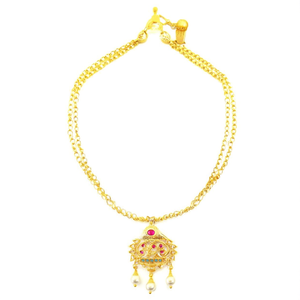 Nethichutti Ruby Flower Shape Gold Plated Alloy Unisex Fashion Body Jewelry - Product Image 2