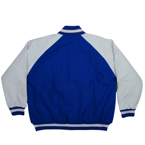 เสื้อแจ็คเก็ตวาร์ซิตี้ผู้ชาย Zeta Phi Beta สีน้ำเงินขาว พิมพ์ลายตัวอักษร ซับในผ้าซาติน สไตล์พรีปปี้ ปกคอพับ ทรงปกติ - Product Image 3