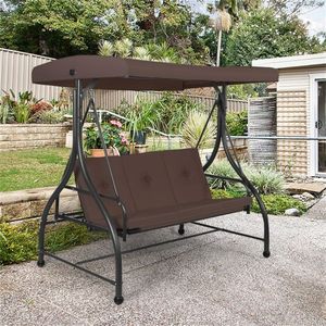 Columpio Convertible Contemporáneo de 3 Plazas, Cama Colgante Tipo Huevo para Interiores y Exteriores, Silla Columpio para Patio - Product Image 6