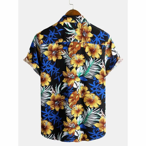เสื้อเชิ้ตผู้ชายสไตล์ฮาวายสุดเท่สำหรับทริปพักผ่อน ลายดอกไม้และเนื้อผ้าบางเบา - Product Image 2