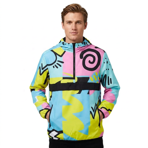 ROLEIN Chaqueta de Forro Polar con Capucha y Media Cremallera, Estampado Abstracto Colorido, Ecológica, Unisex, para Invierno - Product Image 3