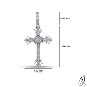 AARVA JEWELS Pendentif Croix Chrétienne en Argent Sterling 925 avec Moissanite Taille Brillant, Plaqué Or Rose Rhodié, Bijoux Unisexe - Product Image 6