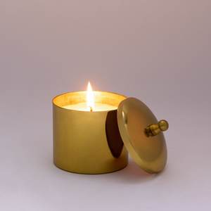 Portavelas de metal chapado en oro con tapa para mesa, decoración navideña para el hogar, personalizable. - Product Image 1