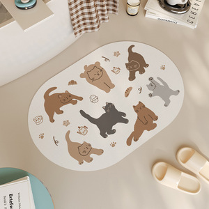 Alfombra de Baño con Estampado de Gato en Forma de Nube, Base de Goma Antideslizante, Diseño Moderno para Baño - Product Image 5