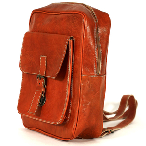 Biyadina Premium Sac à dos pour homme en cuir rouge véritable fait à la main Fermeture à glissière classique Élégance intemporelle Style tendance - Product Image 3