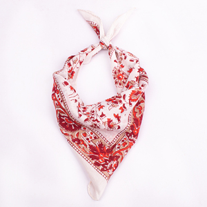 Handmade Cotton Floral <b>Square</b> <b>Scarf</b> In Teal With Pink And Black Print Casual Spring Summer Bandana Multifunctional Accessory - Product Image 2
