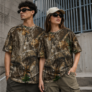 T-shirt camouflage 100% coton pour homme, chasse, streetwear, tee-shirt personnalisé, OEM, vente en gros - Product Image 3