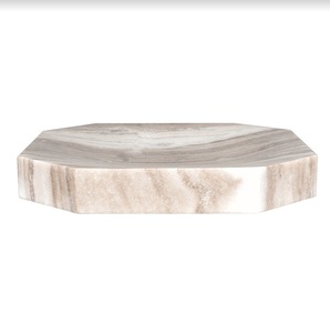 Bol octogonal en marbre brun de luxe, bol de service en pierre fait main de qualité supérieure, bol décoratif peu profond pour table à manger, cuisine, décoration intérieure - Product Image 1
