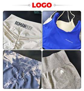 Ensemble de vêtements de sport pour femmes en cinq pièces, soutien-gorge de sport uni, leggings, haut court et veste, tenue de fitness pour la salle de sport, vente en gros, OEM, ODM, sur mesure - Product Image 6