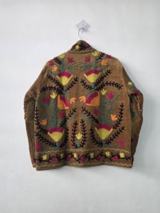 Veste matelassée en molleton de coton respirant et écologique pour femme, style Y2K, col ouvert, motif floral brodé en velours, idéale pour l'hiver - Product Image 5