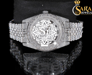 Antique Rose Gold Automatic Movement Diamond <b>Watch</b> <b>Arabic</b> Fully Iced 20mm Case Stainless Steel Glass Limited Edition Valentine's - Product Image 5